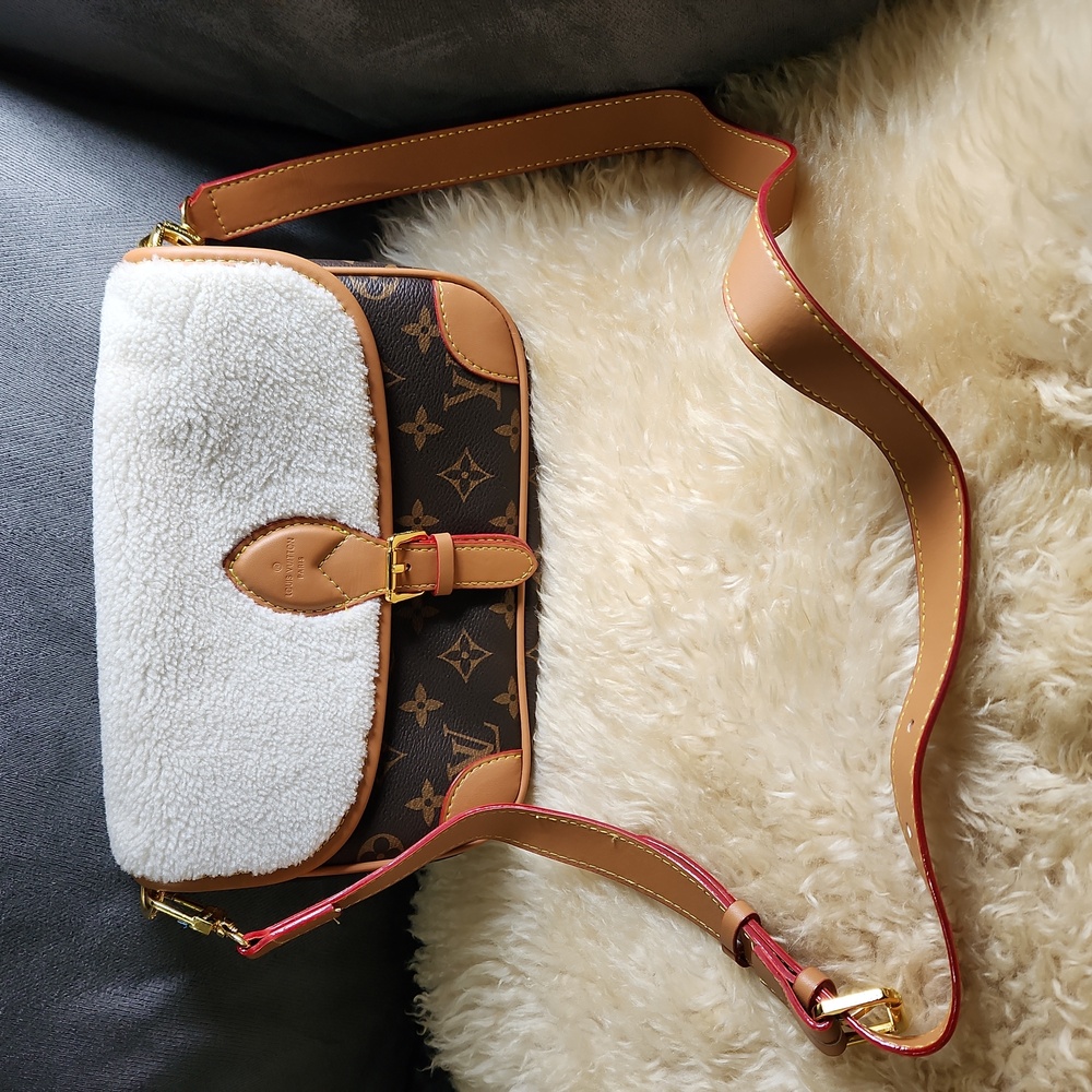 Monogram 'Diane" Sherpa Shoulder Bag
